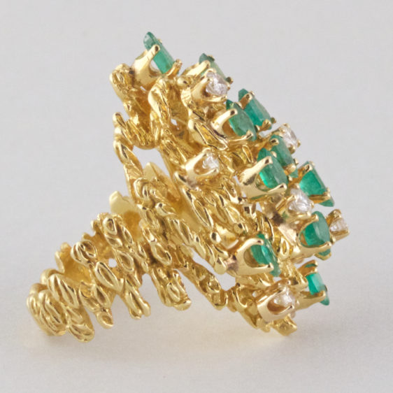 18K Gold Emerald and Diamond Ring
