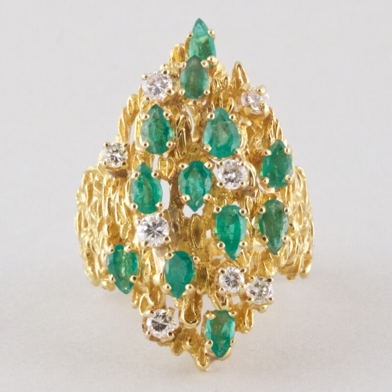 18K Gold Emerald and Diamond Ring