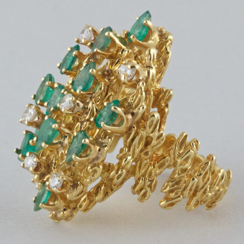18K Gold Emerald and Diamond Ring