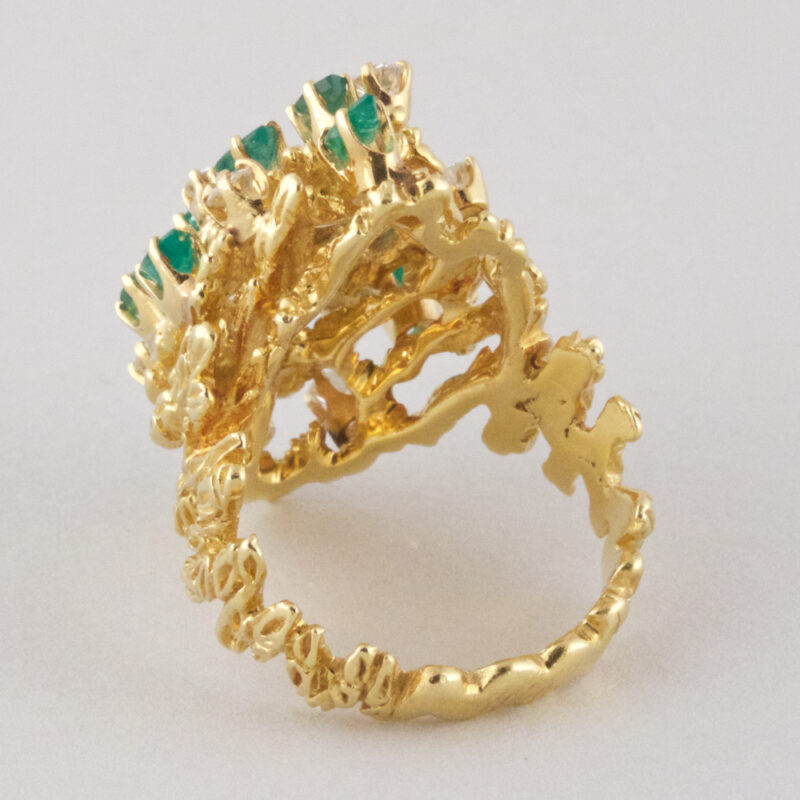 18K Gold Emerald and Diamond Ring