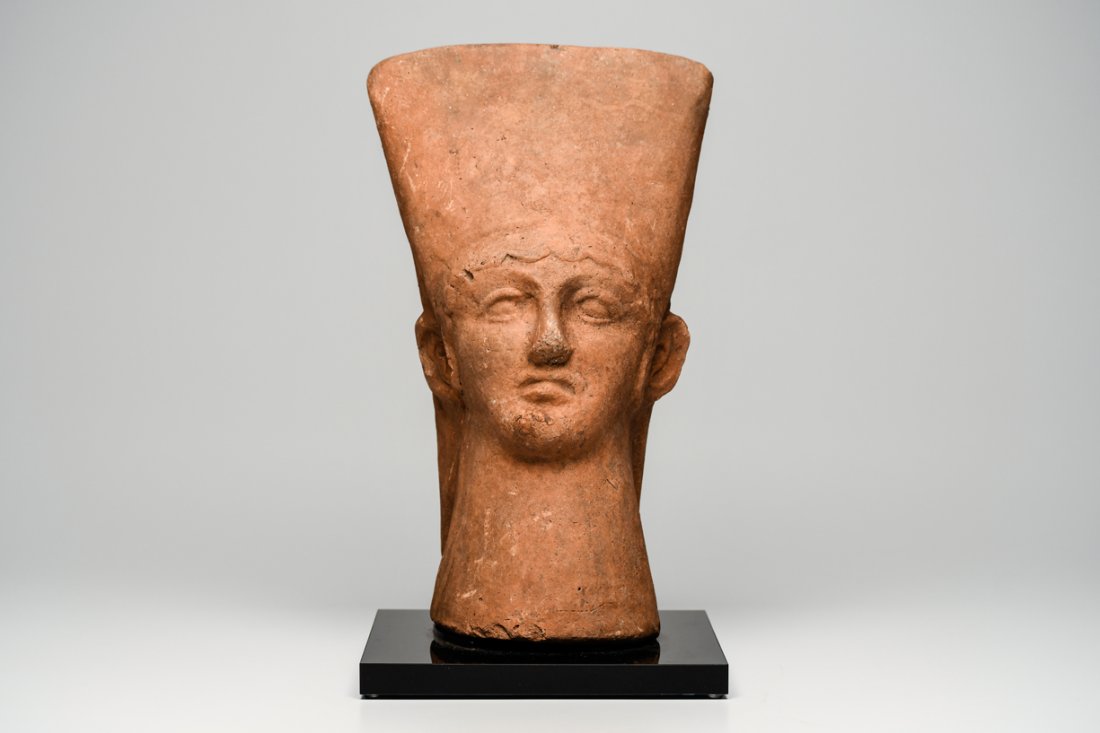 Ancient Etruscan Large Pottery Male Head