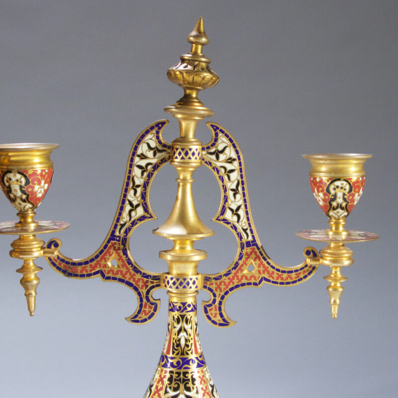Exceptional Quality Brass Mounted Champleve Enamel Clockset Retailed by Tiffany & Co., N.Y.