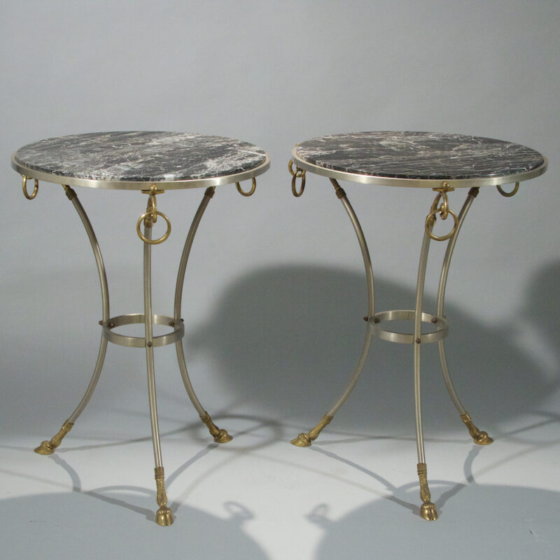 Pair of Mid Century Steel and Brass Gueridons