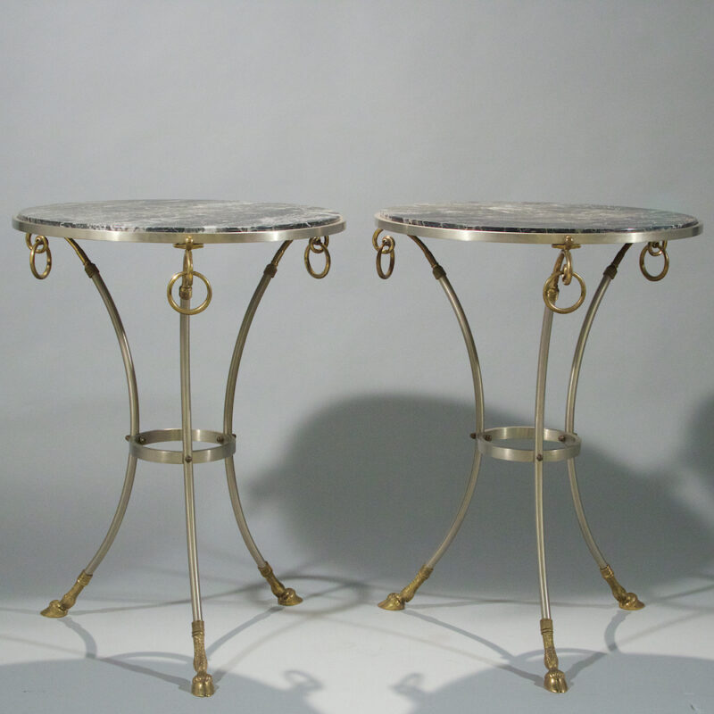 Pair of Mid Century Steel and Brass Gueridons