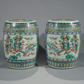 Pair of Chinese Famille Rose Garden Seats