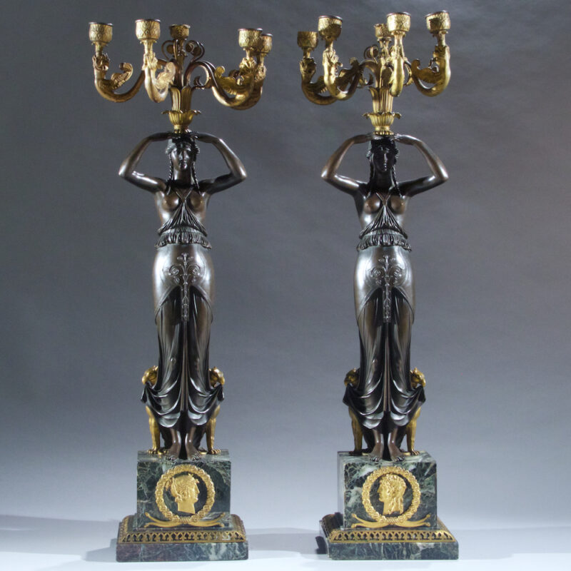 Important and Rare Pair of Empire Figural Candelabra