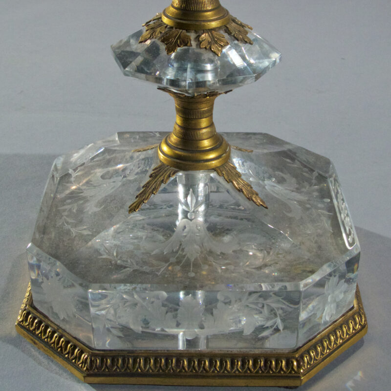 Fine Pair of Etched Glass Lamps