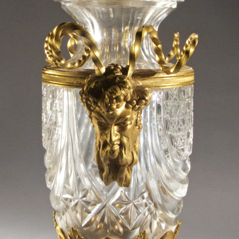 Exceptional Pair of Crystal and Bronze Mounted Vases