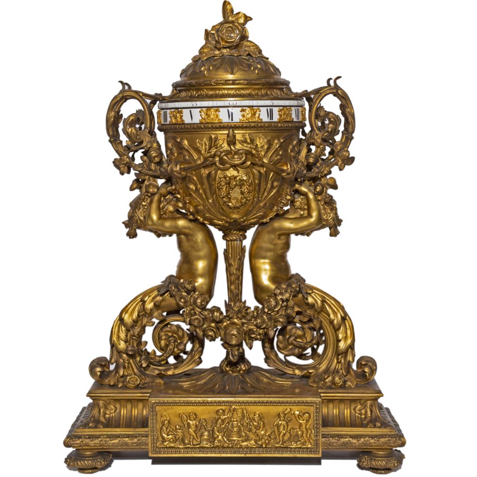 Monumental Gilt Bronze Rotary Clock C. 1860 - at David Mayer Antiques