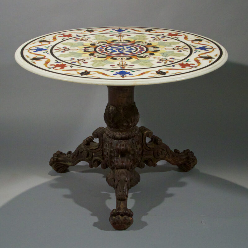 Specimen Pietra Dura Inlay Marble Center Table