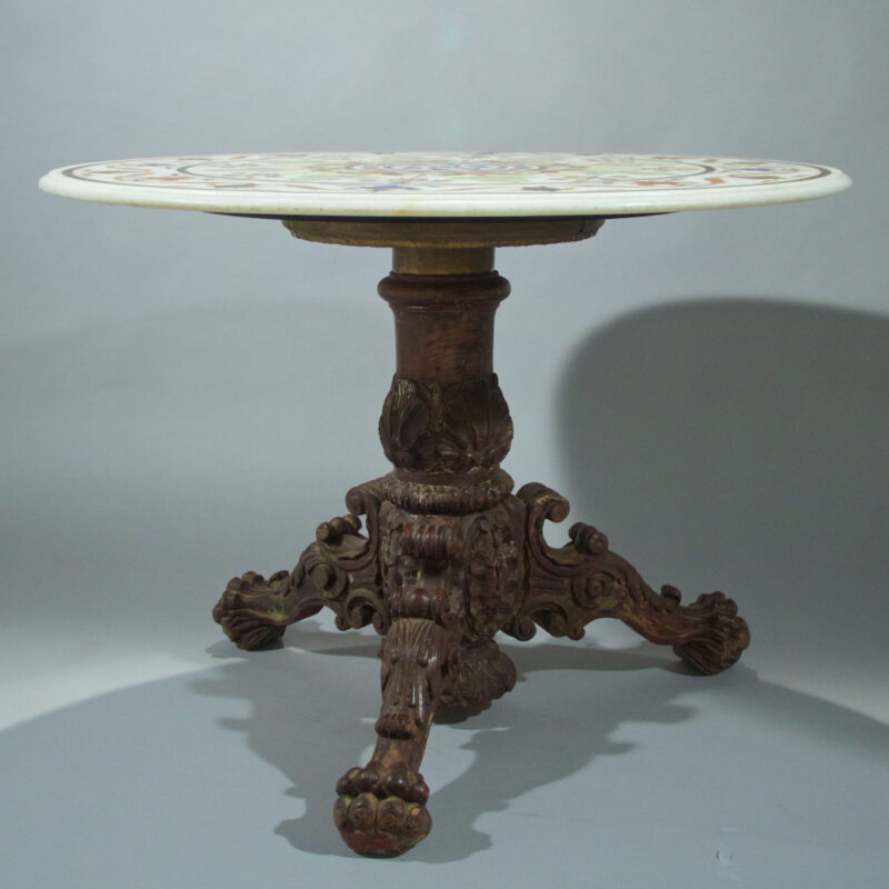 Specimen Pietra Dura Inlay Marble Center Table