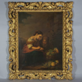 19th Century Italian Oil on Canvas in Gilt Wood Frame