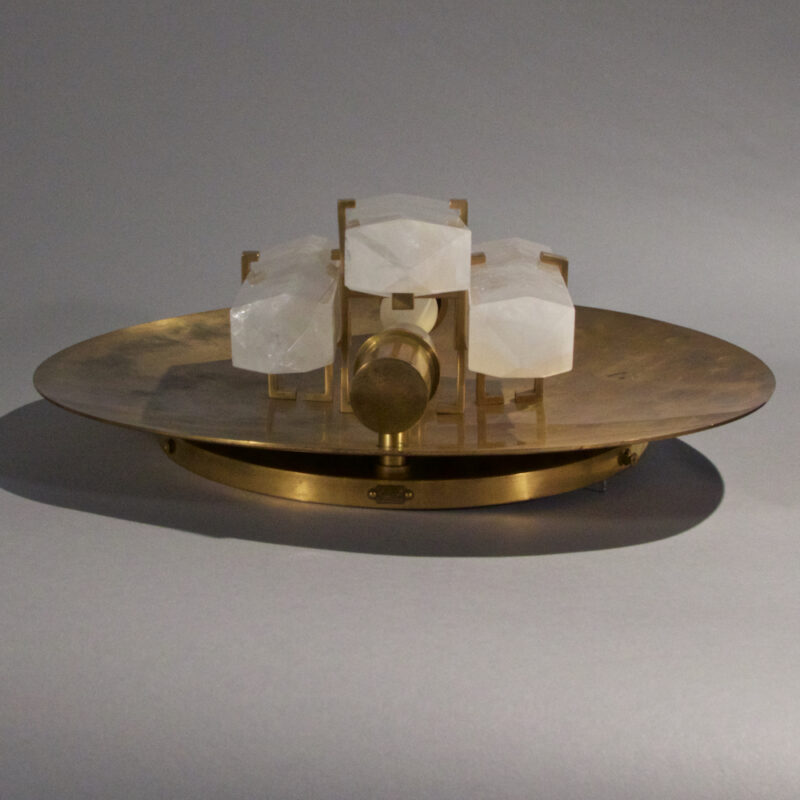 Pair of Bronze and Rock Crystal Modern Sconces
