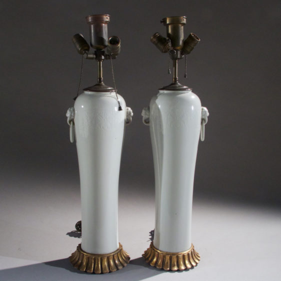 Pair of White Chinese Porcelain Lamps