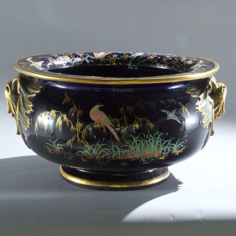 Very Large French Enameled Glazed Porcelain Jardenier