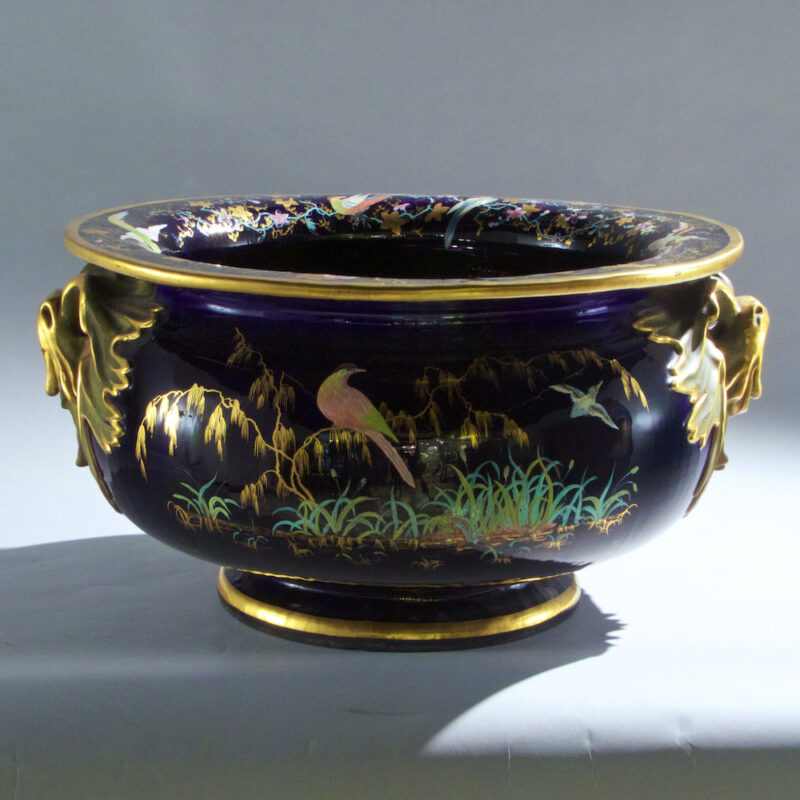 Very Large French Enameled Glazed Porcelain Jardenier