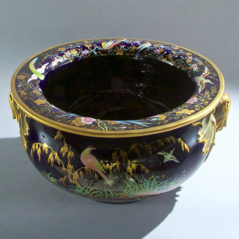 Very Large French Enameled Glazed Porcelain Jardenier