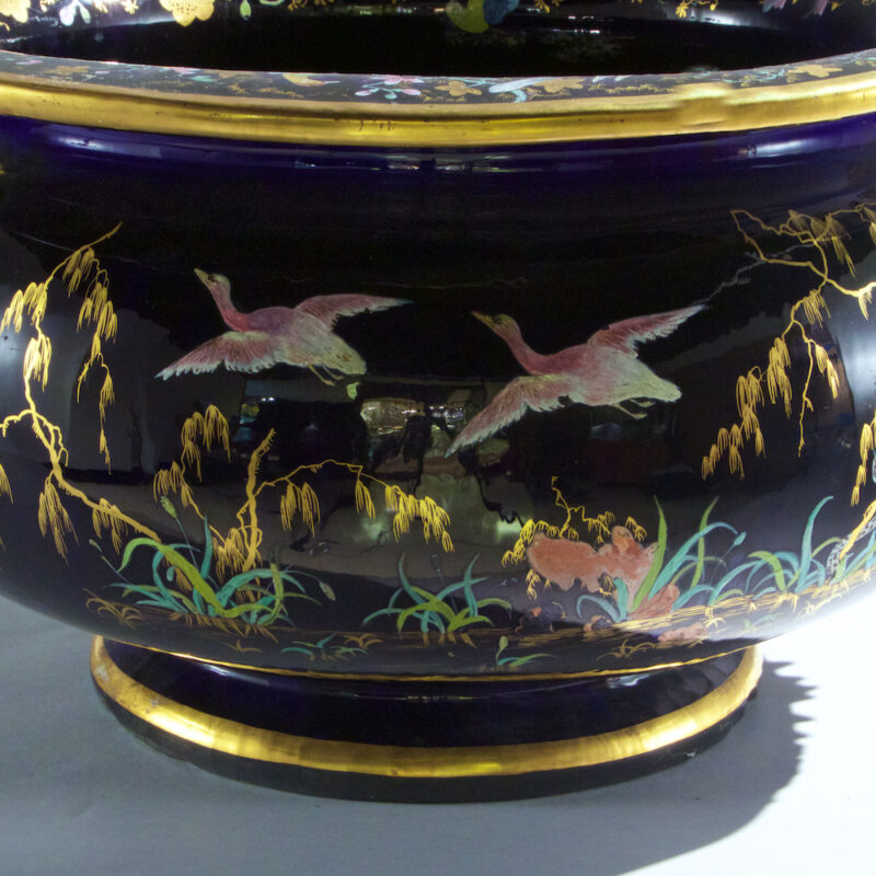 Very Large French Enameled Glazed Porcelain Jardenier
