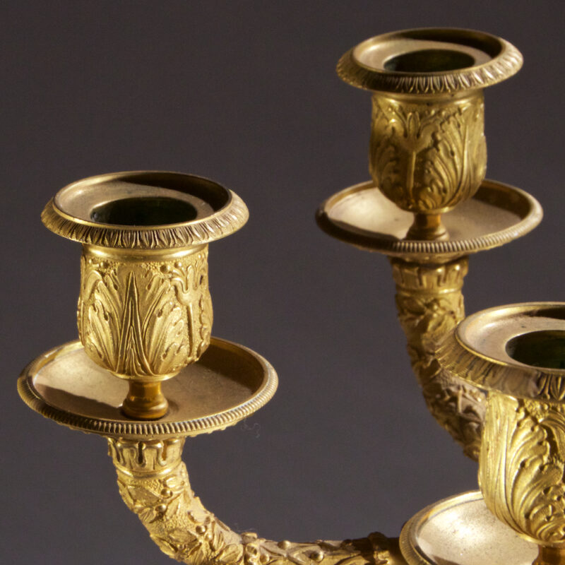 Pair of French Empire Gilt Bronze Candelabras