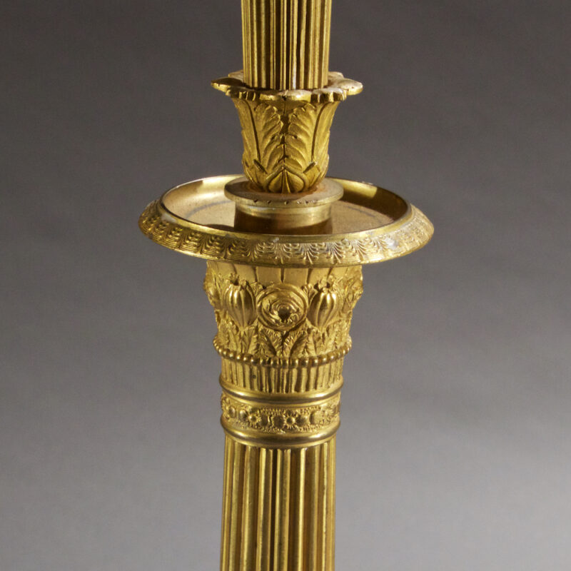 Pair of French Empire Gilt Bronze Candelabras
