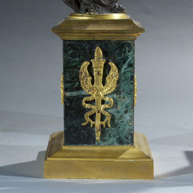 Pair of 19th Century Bronze Empire Two Tone Candelabras