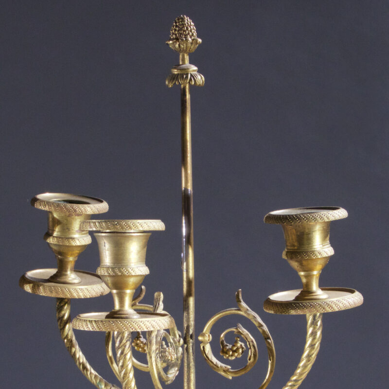 Pair of 19th Century Bronze Empire Two Tone Candelabras