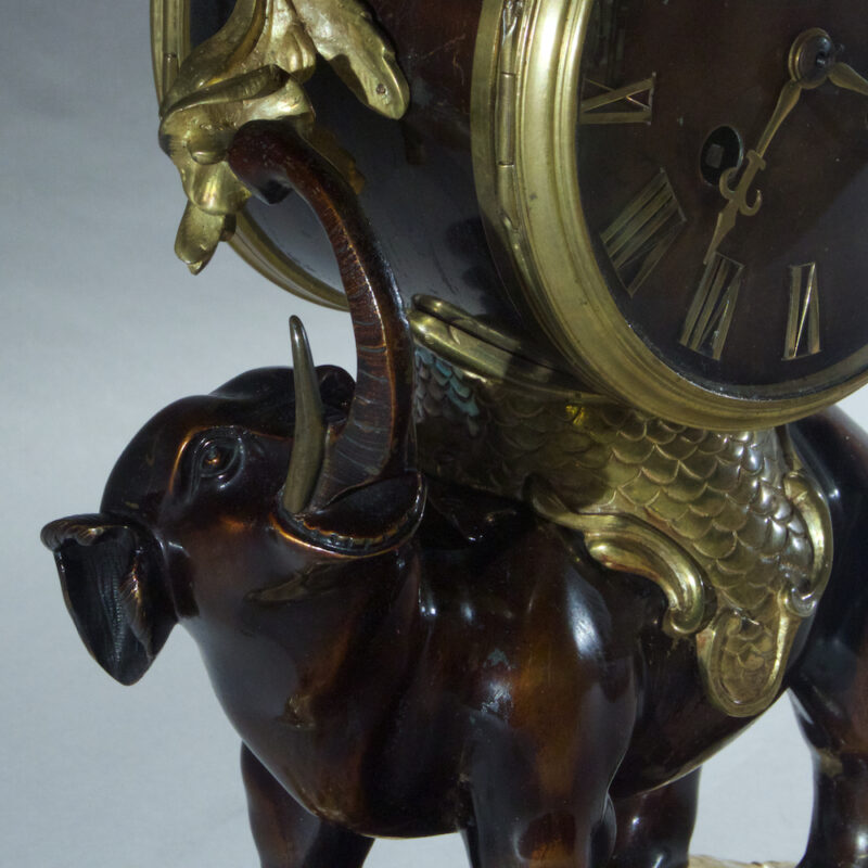 French 19th Century Louis XVI Style Bronze Elephant Clock