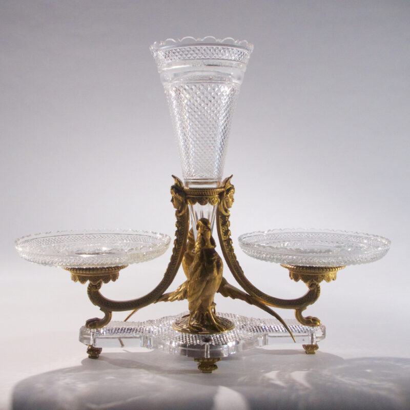 A Fine Diamond Cut Crystal Ormolu Mounted Baccarat Centerpiece