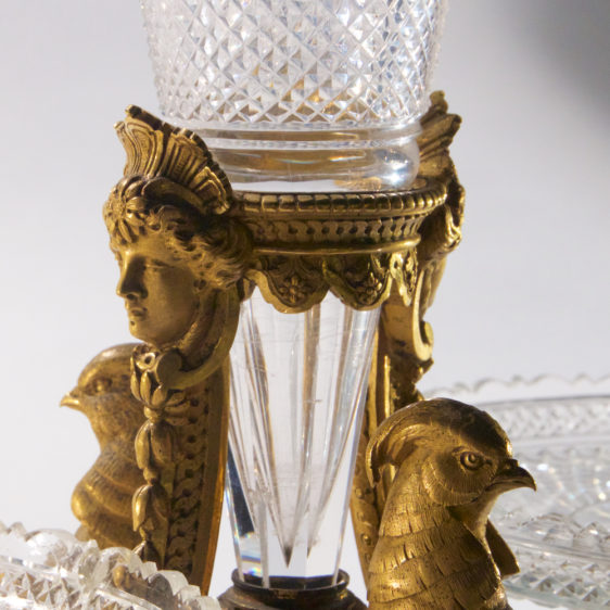 A Fine Diamond Cut Crystal Ormolu Mounted Baccarat Centerpiece
