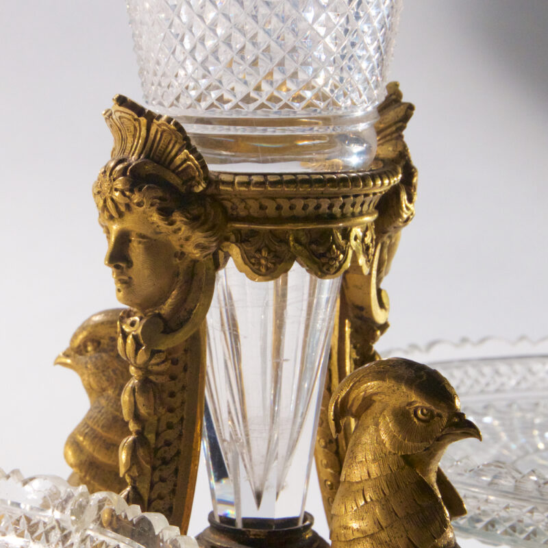 A Fine Diamond Cut Crystal Ormolu Mounted Baccarat Centerpiece