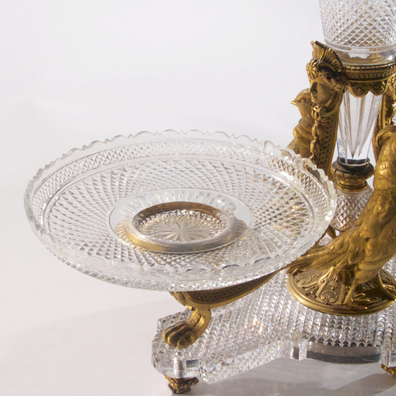 A Fine Diamond Cut Crystal Ormolu Mounted Baccarat Centerpiece