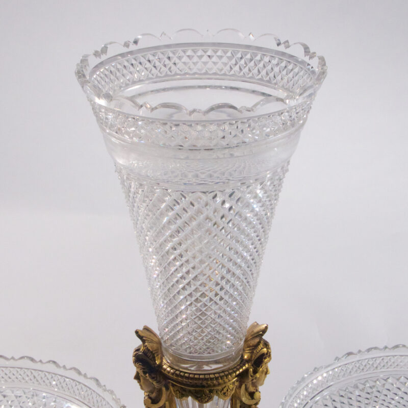 A Fine Diamond Cut Crystal Ormolu Mounted Baccarat Centerpiece