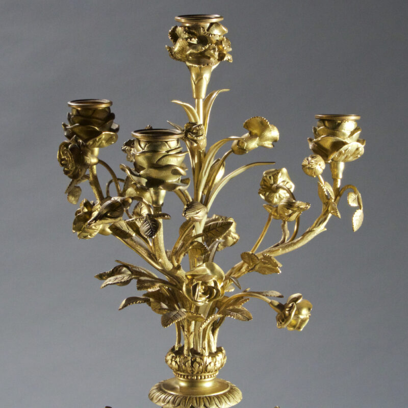Very Fine Quality Pair of Ormolu Mounted and Marble Louis XVI Four Light Candelabra