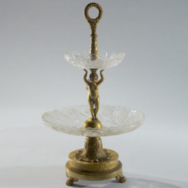 Early Empire Cut Glass and Gilt Bronze Two Tiered Compote Centerpiece