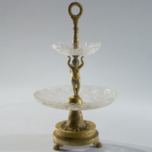 Early Empire Cut Glass and Gilt Bronze Two Tiered Compote Centerpiece