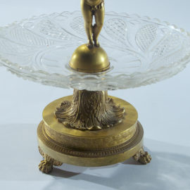 Early Empire Cut Glass and Gilt Bronze Two Tiered Compote Centerpiece