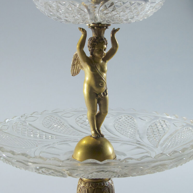 Early Empire Cut Glass and Gilt Bronze Two Tiered Compote Centerpiece