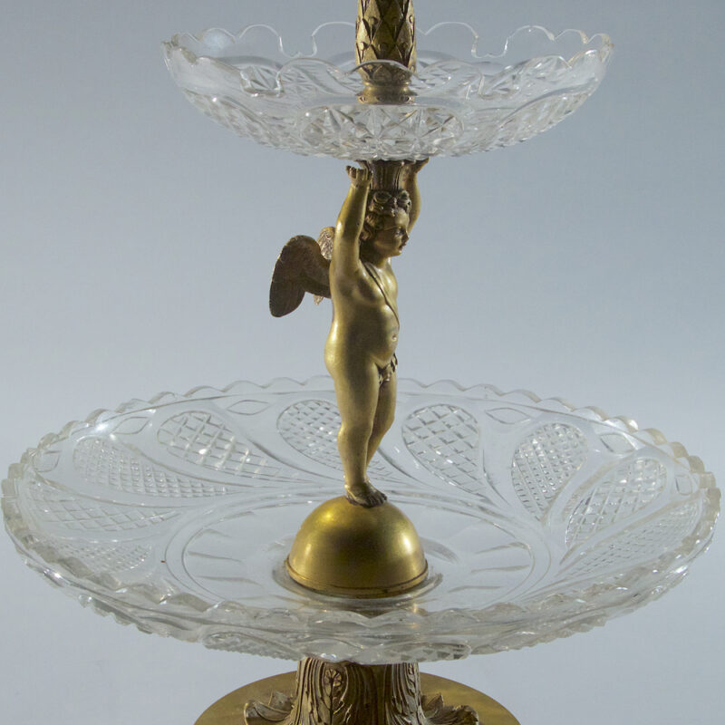 Early Empire Cut Glass and Gilt Bronze Two Tiered Compote Centerpiece