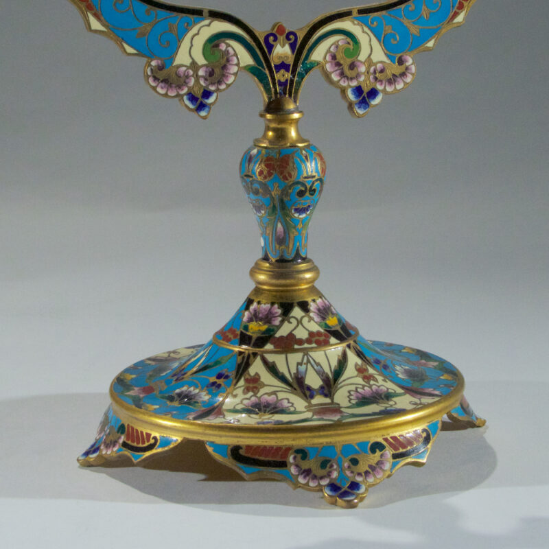 A French Ormolu and Champleve Enamel Oval Dressing Table Mirror
