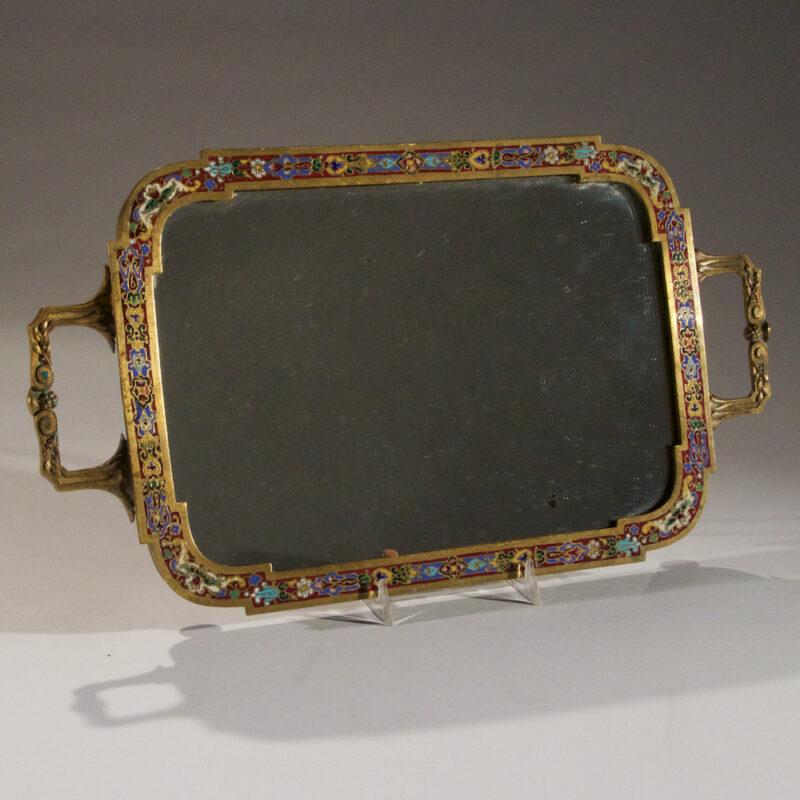 Exquisite Bronze Enamel Champleve Vanity Tray