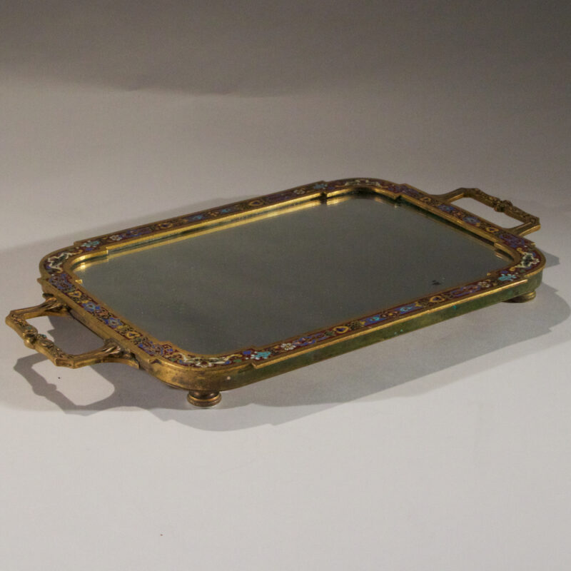 Exquisite Bronze Enamel Champleve Vanity Tray