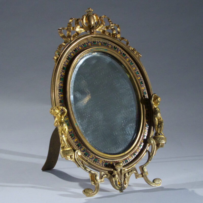 French Ormolu and Champleve Enamel Dressing-Table Mirror