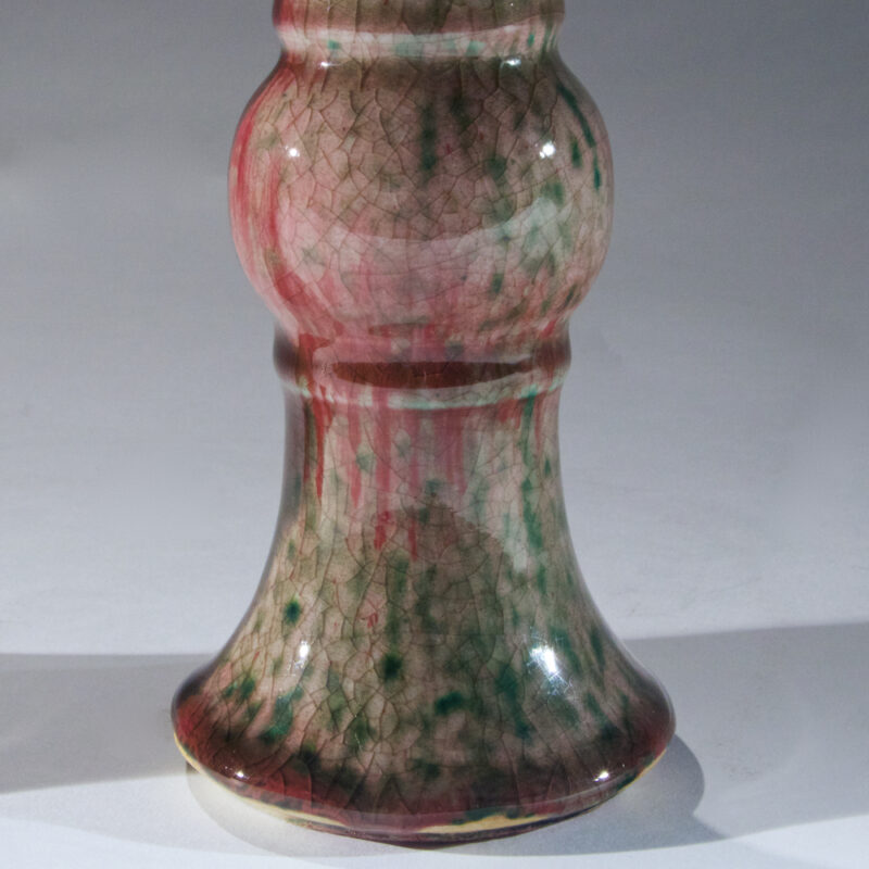 Pair of Gu Shaped Peach Bloom Glazed Vases