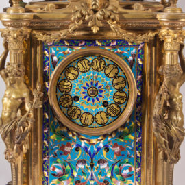 Champleve Enamel Gilt Bronze Clock by Tiffany & Co.