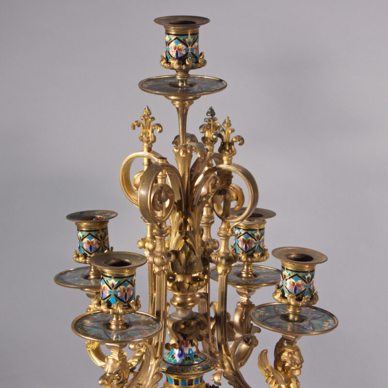 Champleve Enamel Gilt Bronze Clock by Tiffany & Co.