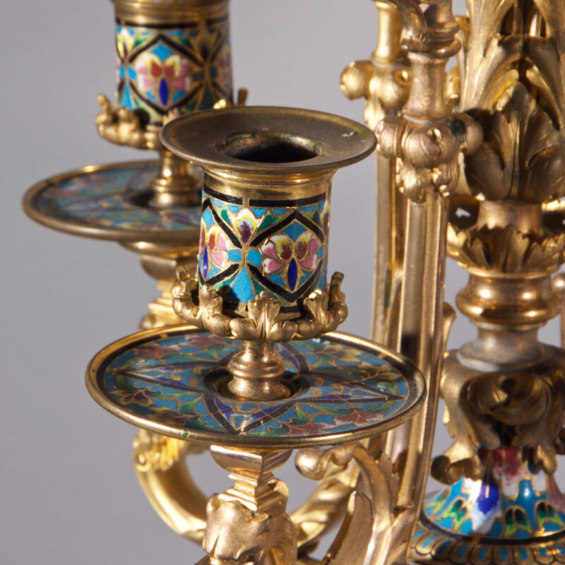 Champleve Enamel Gilt Bronze Clock by Tiffany & Co.