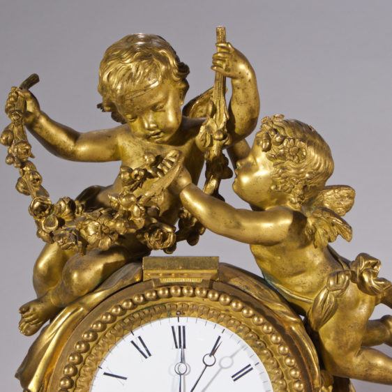 Mercury Gilt Bronze Clock with Cherubs