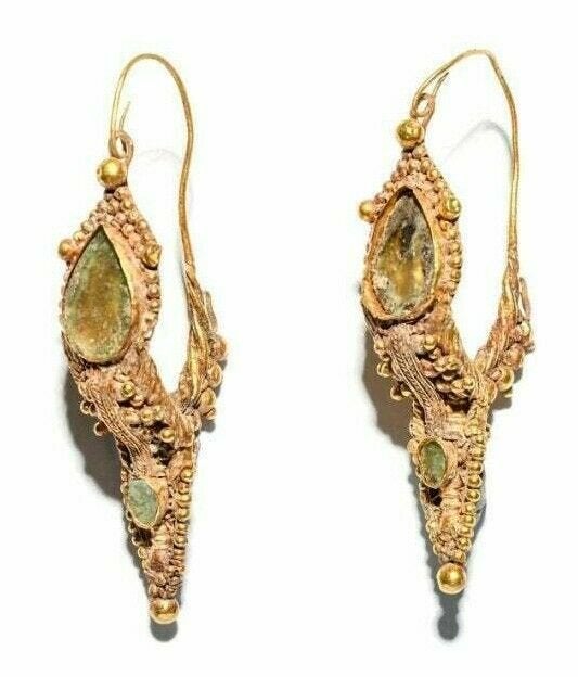Large Pair Of Ancient Roman Gold Earrings c.2nd-4th