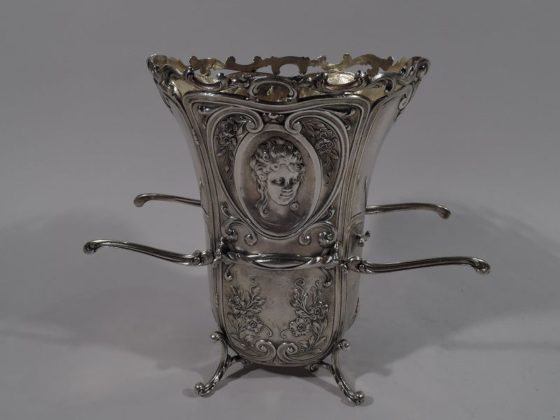Antique Durgin Rococo Revival Sterling Silver Sedan Chair Vase