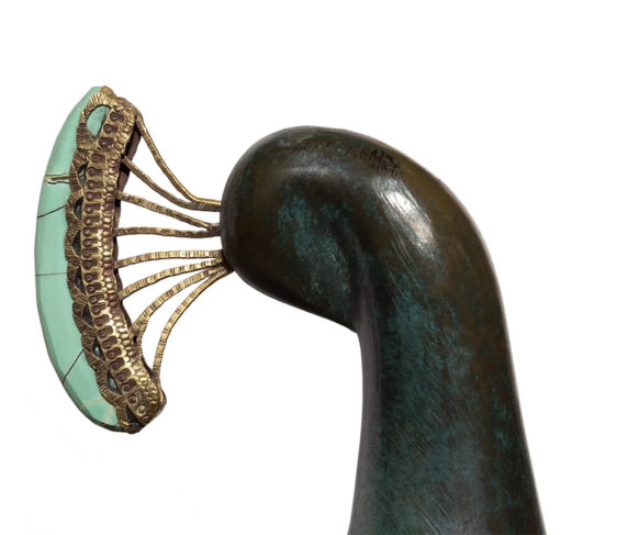 Bronze Peacock Andiron Chenets